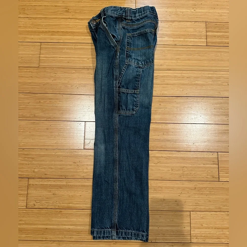 Gymboree Boys Carpenter Utility Jeans Size 6 Navy Blue Adjustable Waist